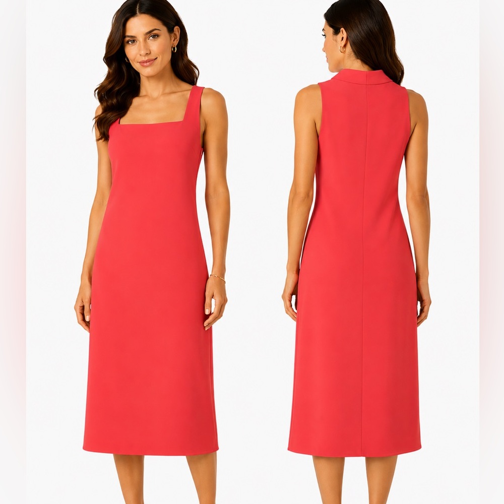 Evan-Picone Red Sleeveless Midi Dress Classic Career Size 6